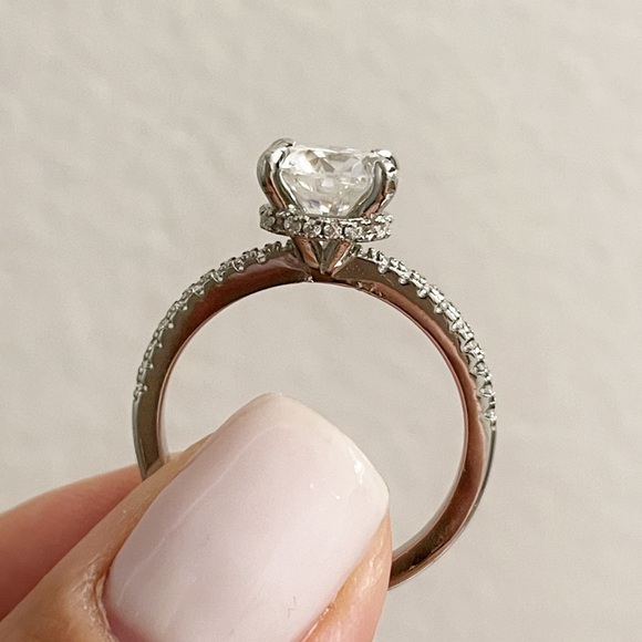2.00ct Genuine Moissanite Engagement Ring, Hidden Halo, Sterling Silver - Picture 8 of 10